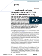 Changes in Smell and Taste Perception Related To COVID19 Infection A Casecontrol Studyscientific Reports