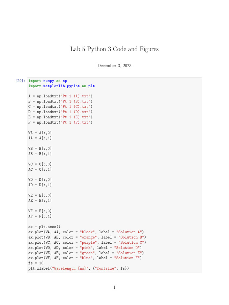 Lab 5 Python 3 Code and Figures | PDF | Color | Electromagnetic Spectrum