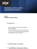 Modeling and Simulation (MEMEE05/MPMEE02) : Unit - 2 Probability Concepts in Simulation