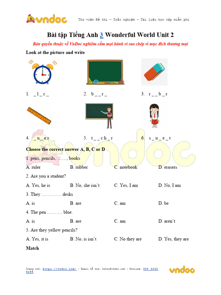 Bai Tap Tieng Anh 3 Wonderful World Unit 2 | PDF