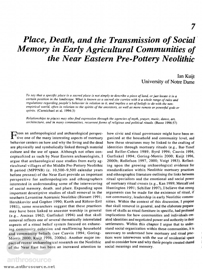 I. Kuijt - Place, Death, and The Transmission of Social Memory in Early ...