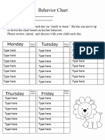 Behavior Chart Editable Parent Letter