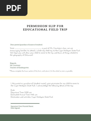 field trip permission slip