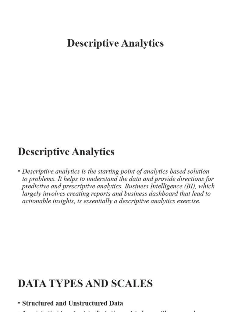 Descriptive Analytics Summary Table