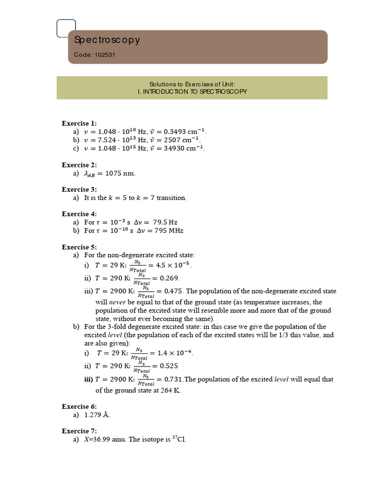Exercise UnitI Answer | PDF | Metrology | Atomic