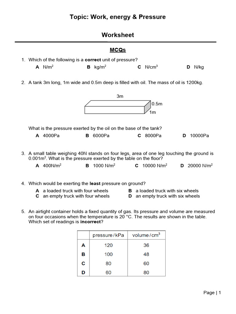 Dimension Of Pressure Power