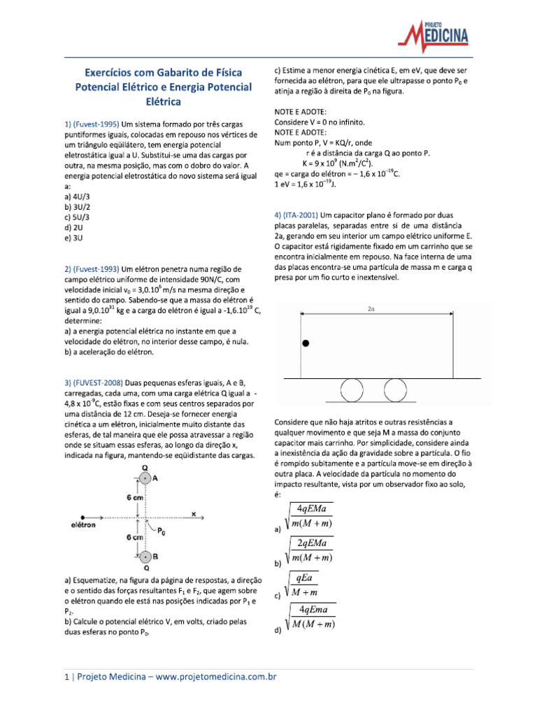 Fisica Eletrostatica Potencial Eletrico Energia Potencial Eletrica ...