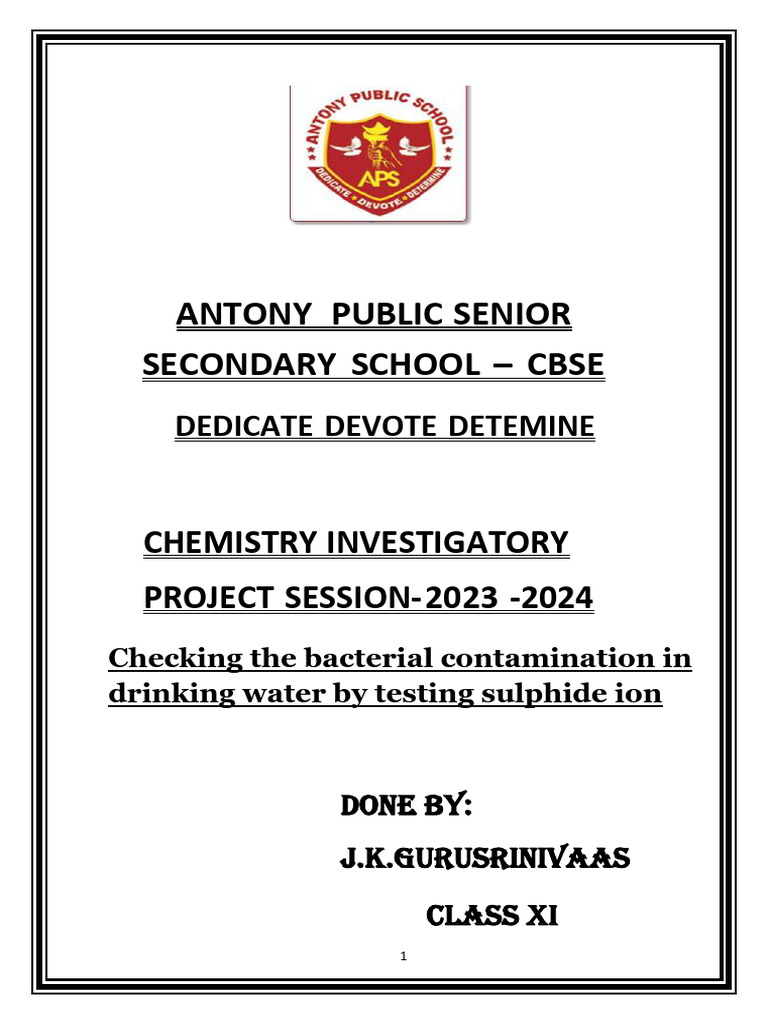 Bacterial Contamination in Water Test | PDF | Sulfide | Water