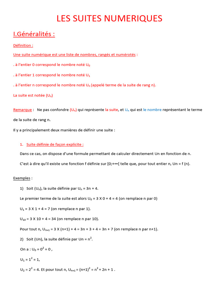 Cours Debut Suites Numeriques | PDF | Coordonnées cartésiennes ...