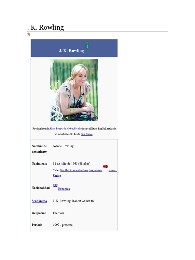 K Rowling | PDF | J. K. Rowling | Harry Potter
