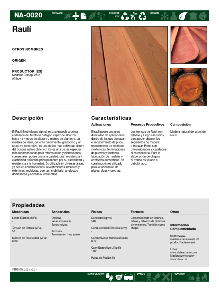 Características y usos de la madera raulí | PDF | Madera | Revestimiento