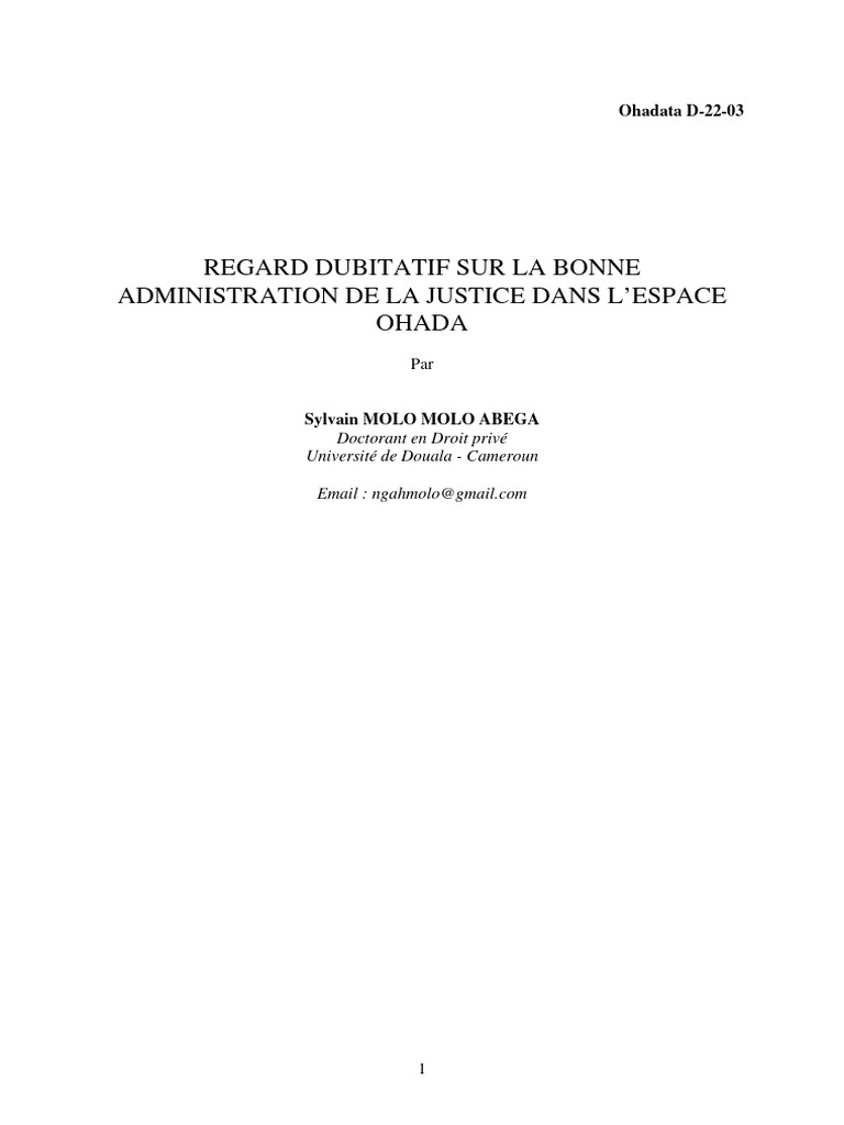 Regard Dubitatif Sur La Bonne Administration de La Justice Dans L ...