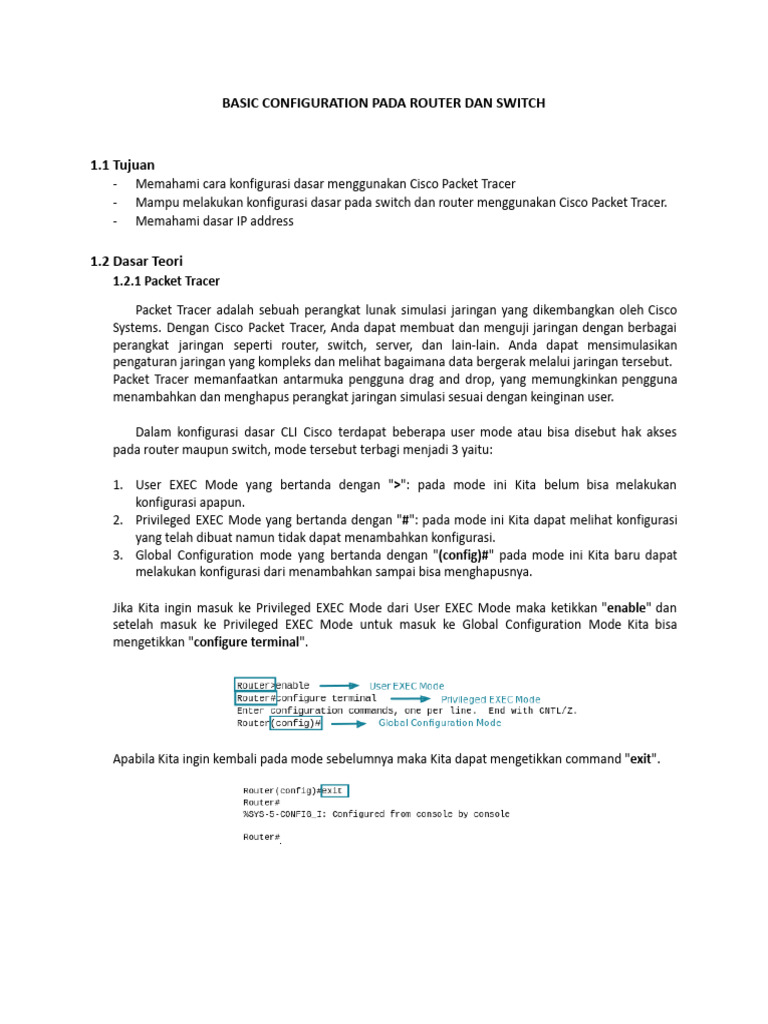 Konfigurasi Dasar Router dan Switch | PDF
