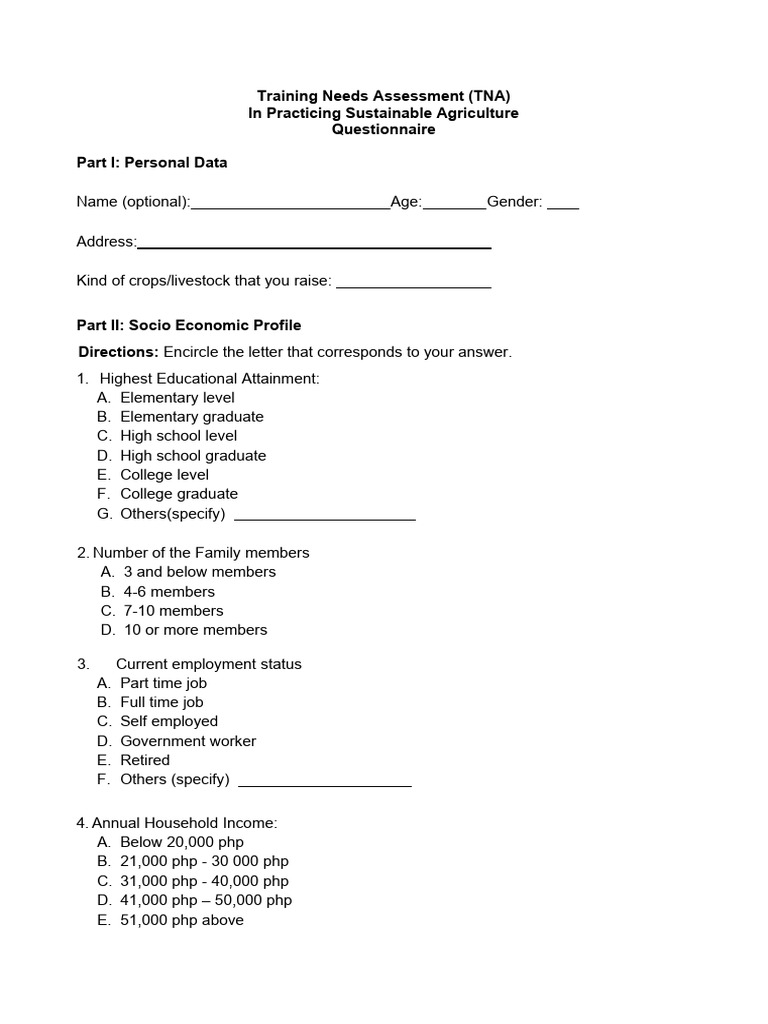 TRAINING NEEDS ASSESSMENT QUESTIONNAIRE PDF PHILIPPINES visual data 5