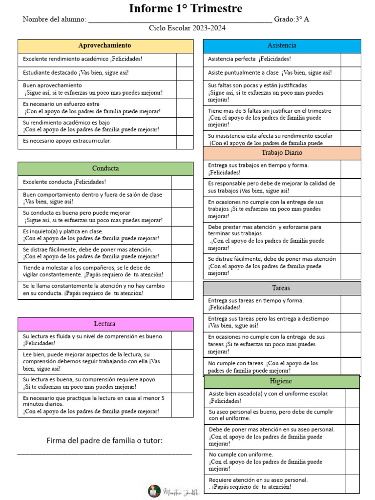 Informe Académico Primer Trimestre | PDF