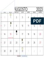 Calendario Mes de Agosto 2023 Chile