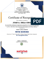 GRADE 9 Certificate Award