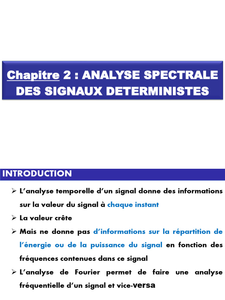 Analyse Spectrale des Signaux Déterministes | PDF | Filtre ...