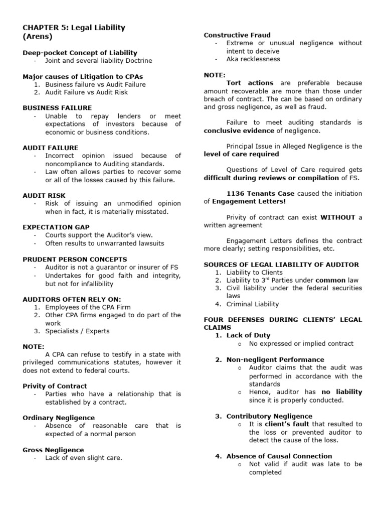 Auditor Legal Liability Explained | PDF | Legal Liability | Negligence