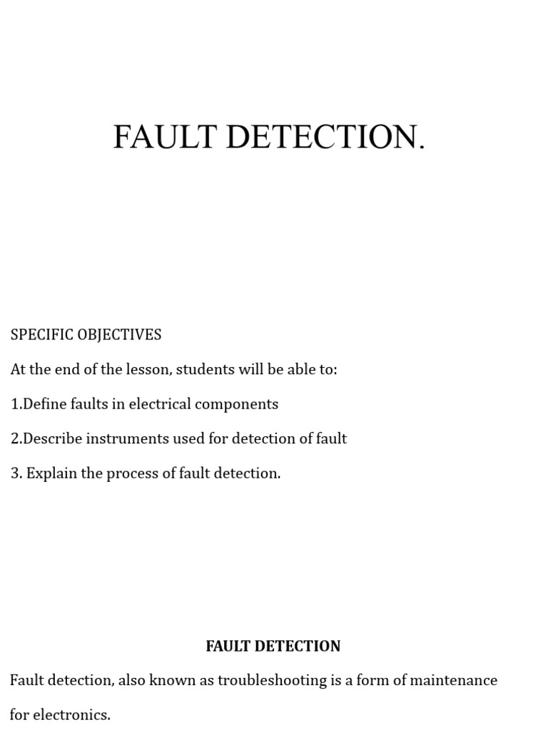 Electrical Fault Detection Guide | PDF | Technology & Engineering