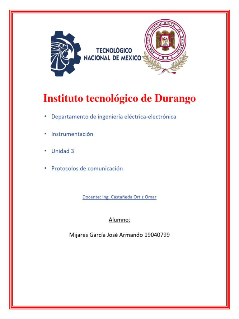Instituto Tecnológico De Durango Protocolos De Comunicación Pdf