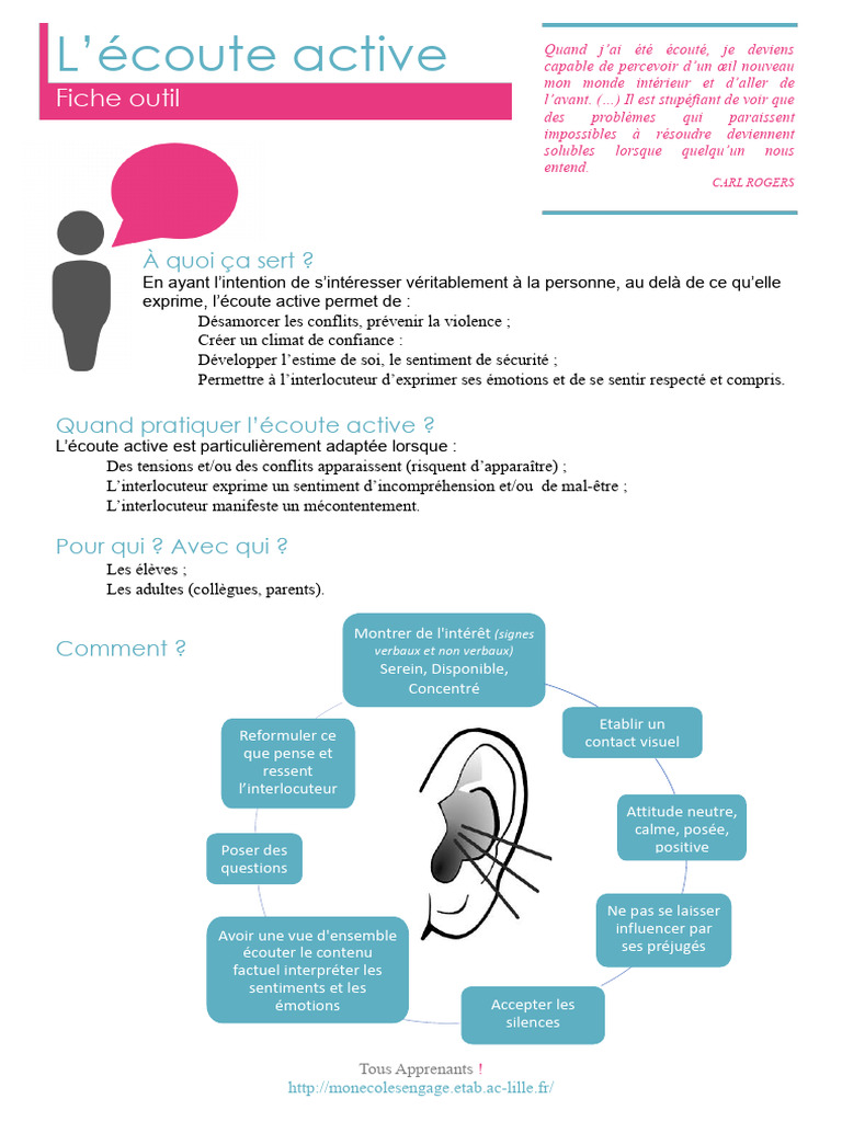 Guide de l'écoute active en milieu scolaire | PDF