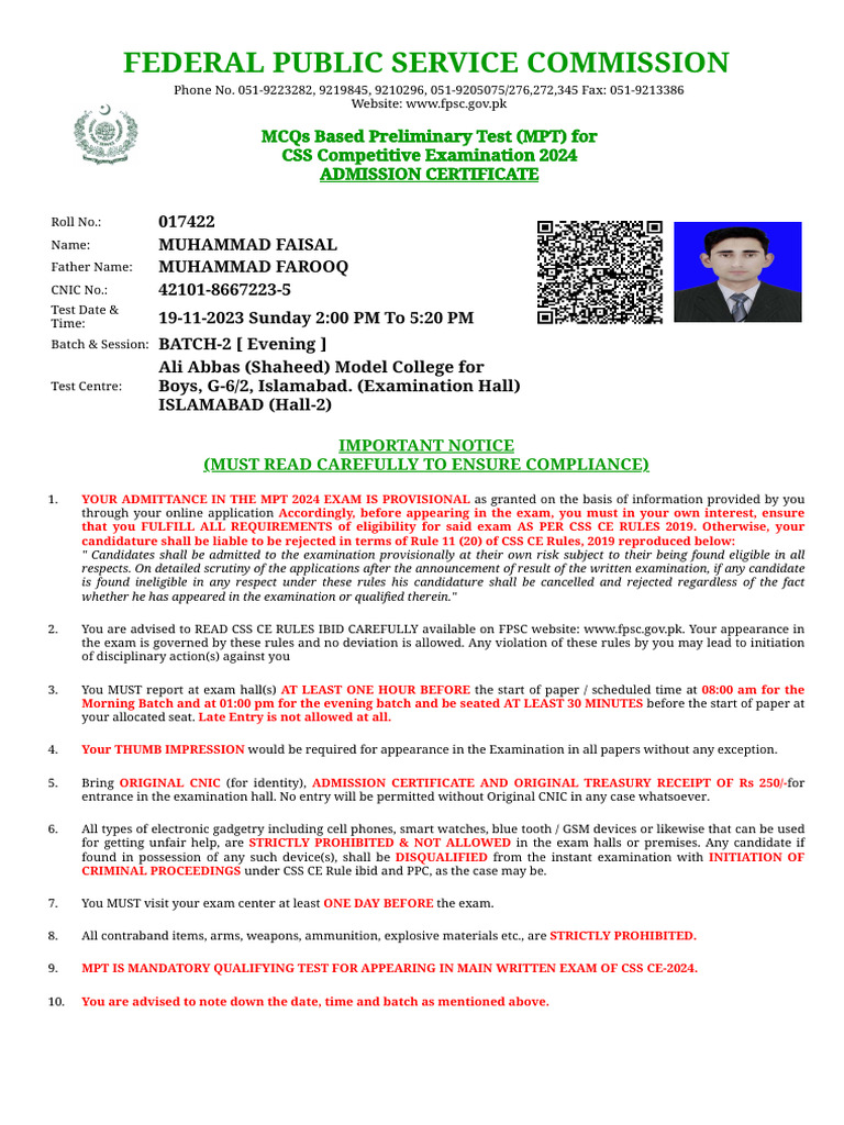 MPT Exam Details for CSS 2024 | PDF | Government | Justice