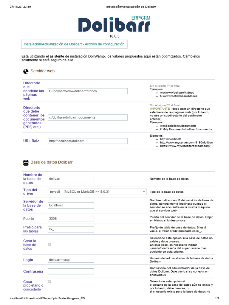 Instalación y actualización de Dolibarr | PDF | Redes | Internet y web