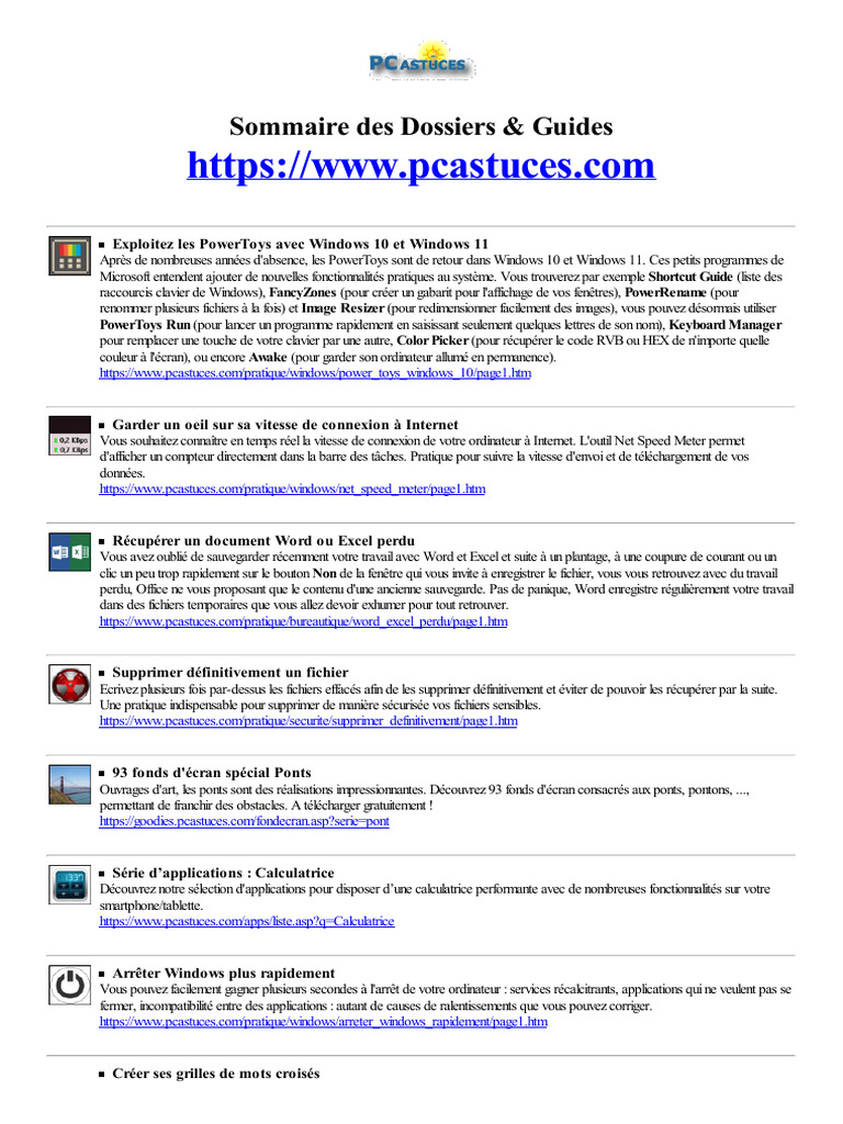 Pcastuces, PDF, Windows 10