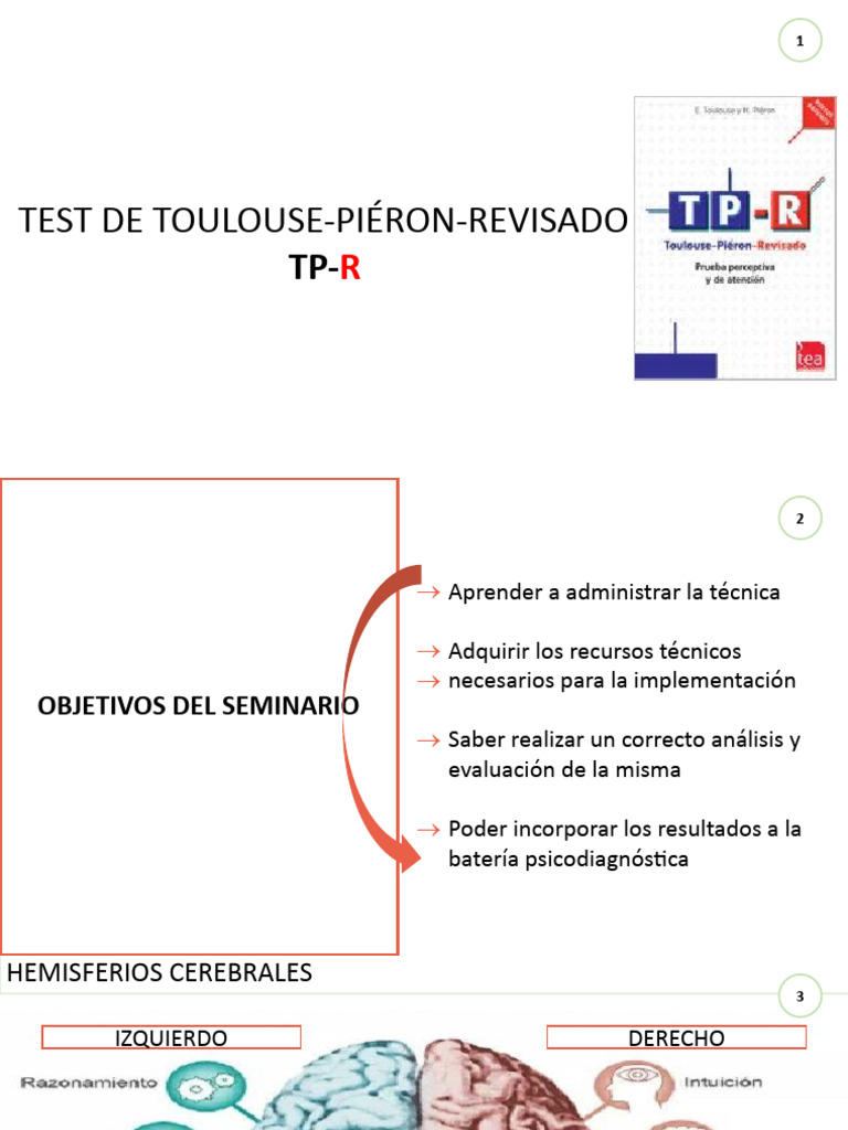 Presentación Test TP-R | PDF | Cognición | Atención