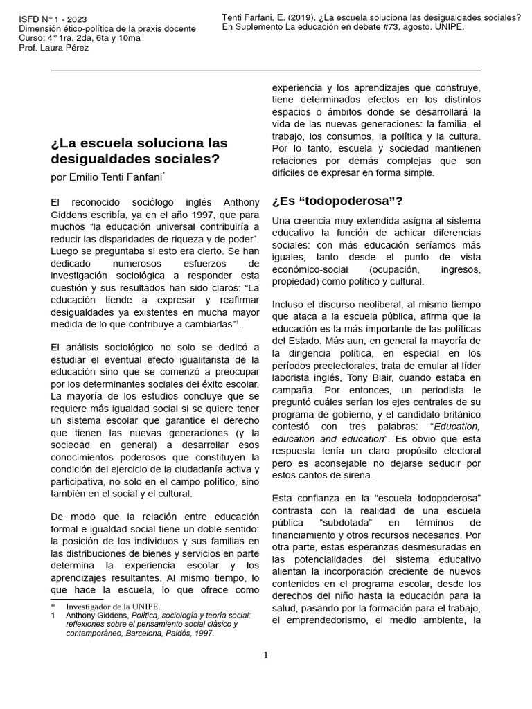 4) Bloque III 4 Tenti Farfani La Escuela Soluciona Las Desigualdades ...