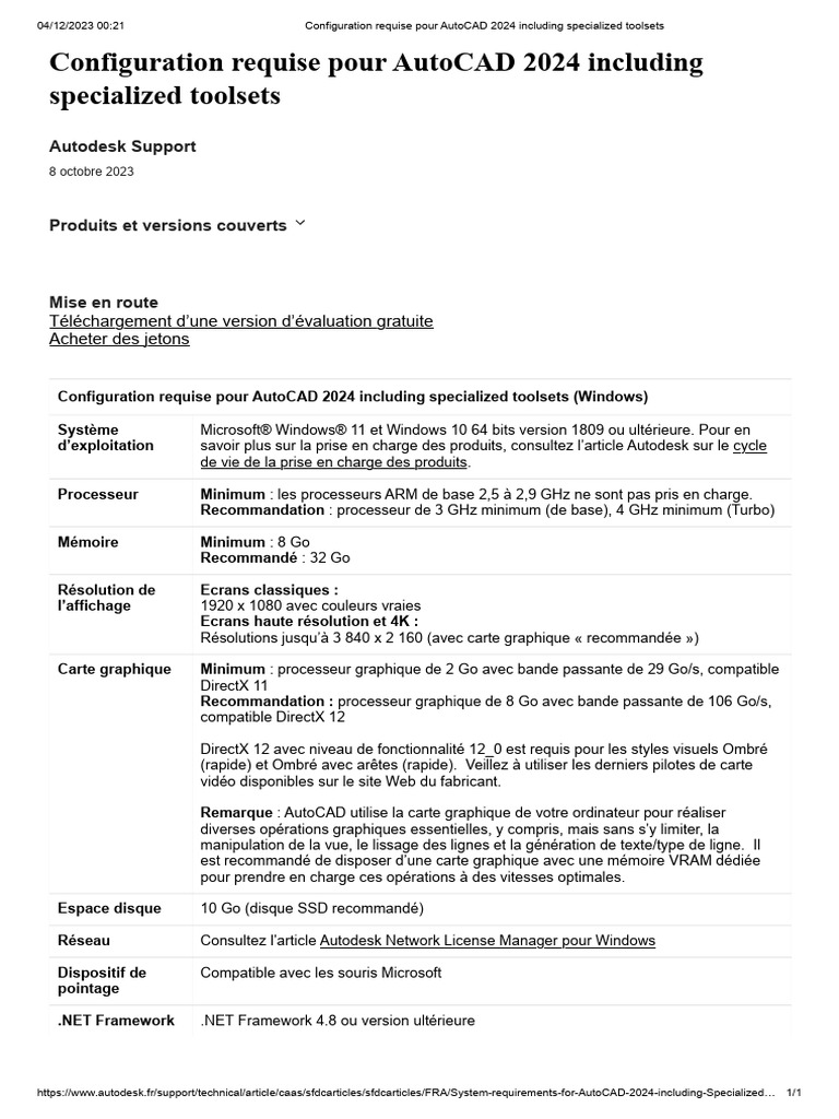Configuration Requise Pour AutoCAD 2024 Including Specialized Toolsets ...