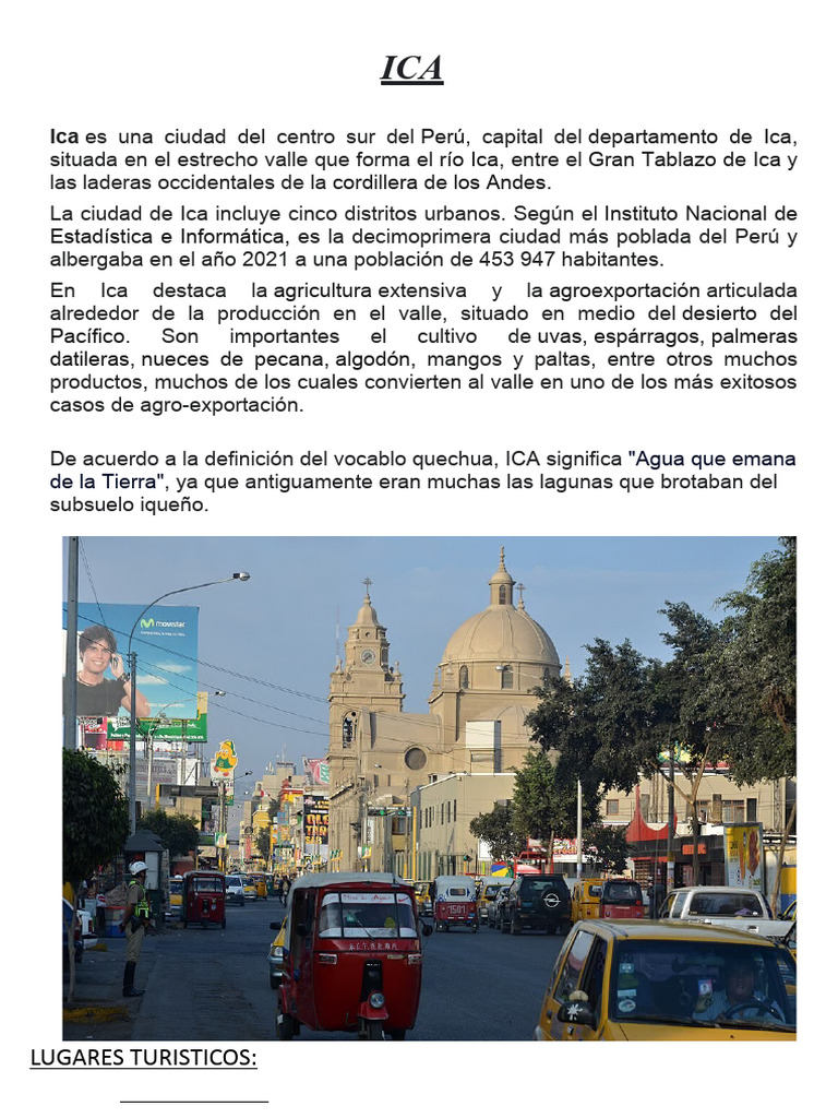 Ica Es Una Ciudad Del Centro Sur Del: Lugares Turisticos | PDF ...