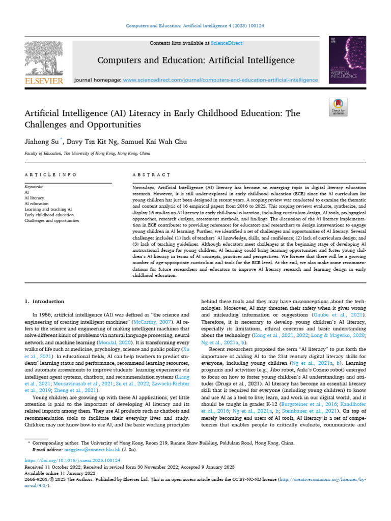 AI Literacy Challenges in Early Education | PDF | Artificial ...