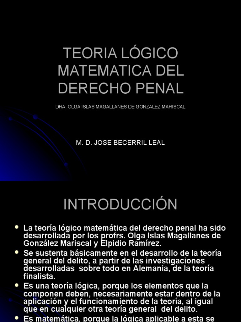 Teoria Logico A Del Derecho Penal | PDF | Derecho penal | Asunto (gramática)