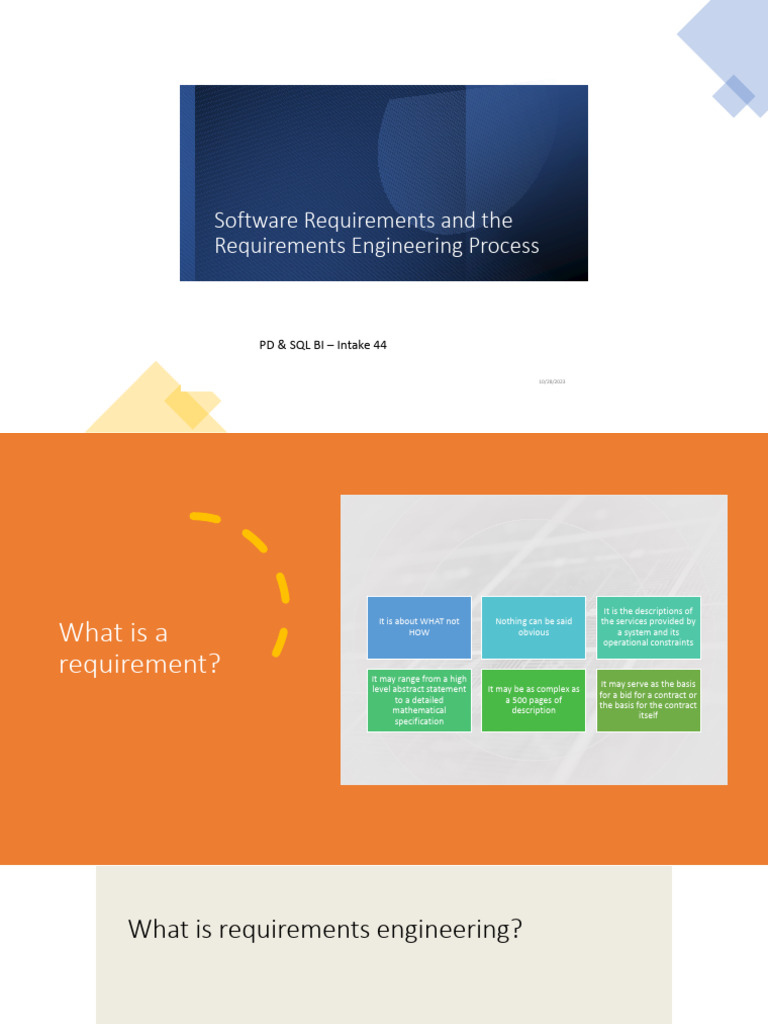 Software Requirements and The Requirements Engineering Process - Lect 1