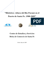 Histórico: Altura Del Río Paraná en El Puerto de Santa Fe. 1900-2009