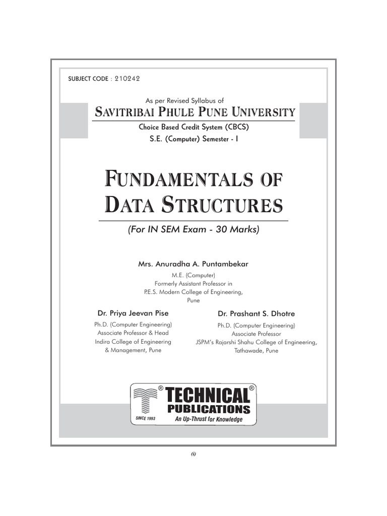 Fundamentals of Data Structures A. A. Puntambekar Download Free PDF