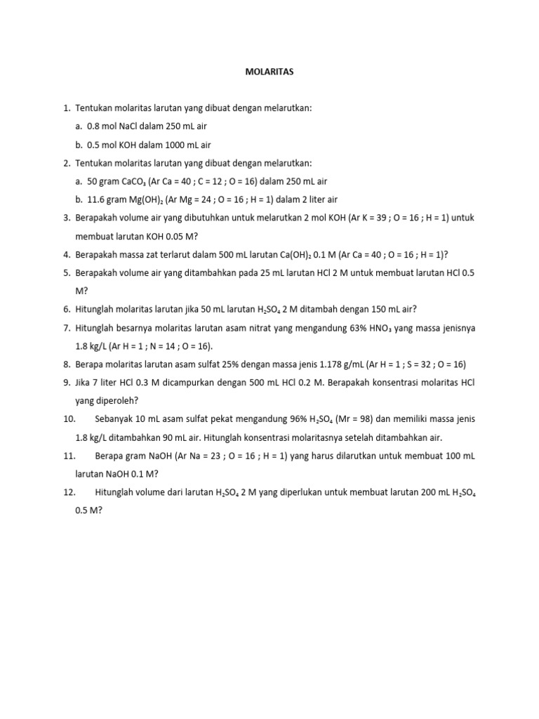 Molaritas Larutan KOH 0,2 M | PDF | Sains & Matematika