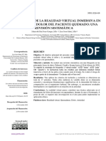 Efectividad de La Realidad Virtual Inmersiva en El Manejo Del Dolor Del Paciente Quemado: Una Revisión Sistemática