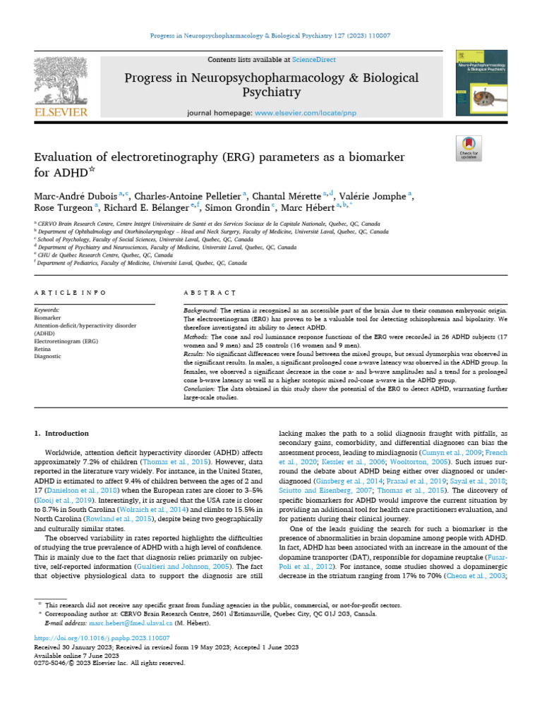 ERG as ADHD Biomarker Study | PDF | Attention Deficit Hyperactivity ...