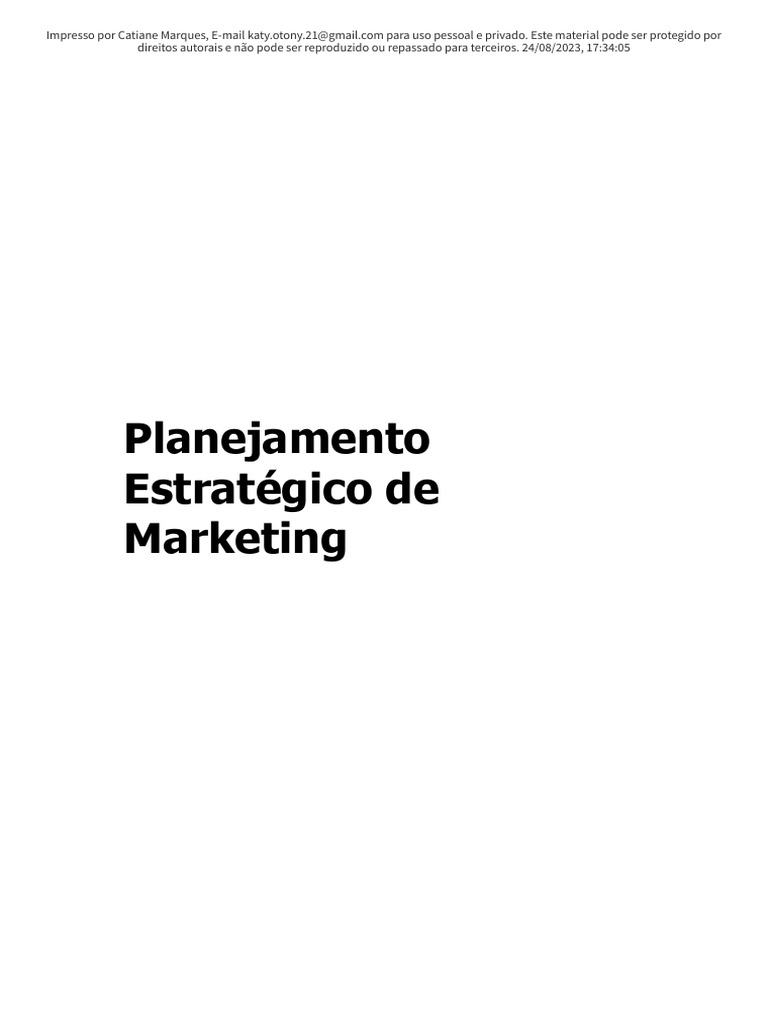Planejamento Estratégico de Marketing | PDF | Marketing | Análise SWOT