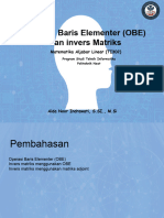 Operasi Baris Elementer (OBE) Dan Invers Matriks: Matematika Aljabar Linear (TI302)