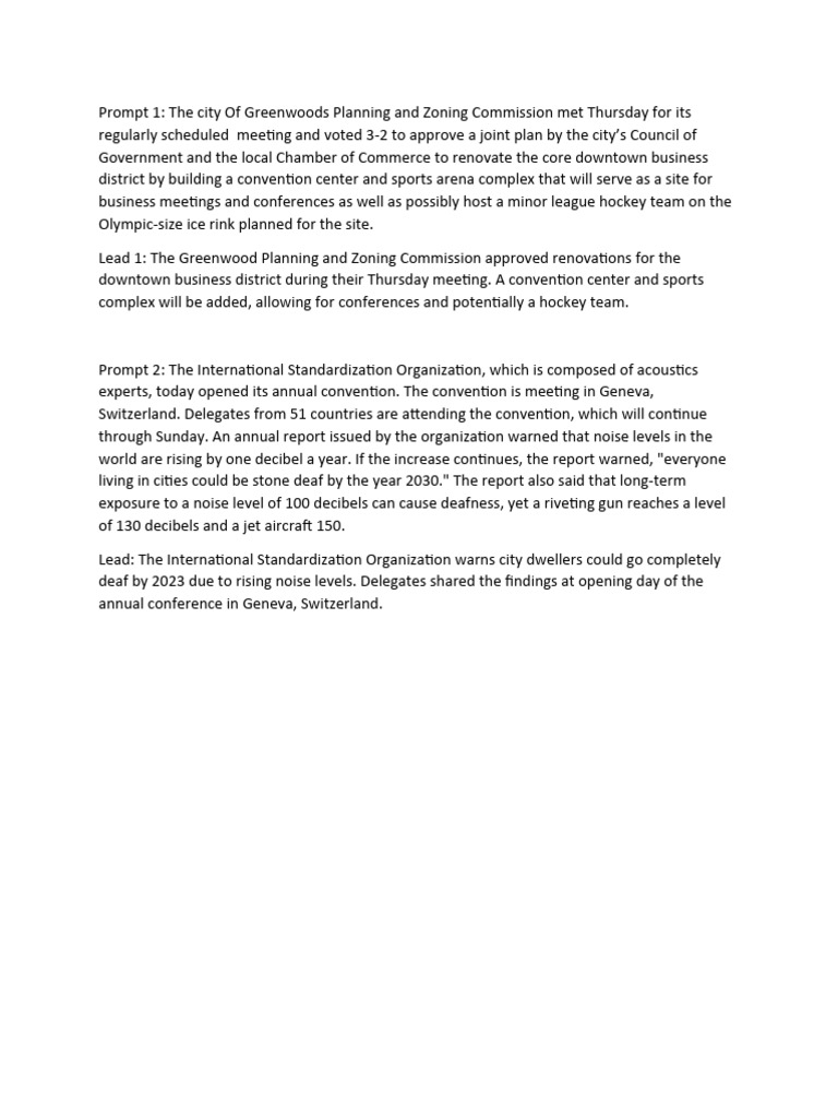 Lead Writing Exercises PDF