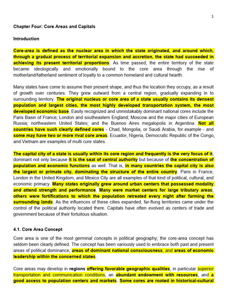 Core Areas in Political Geography | PDF | The United States | Second ...