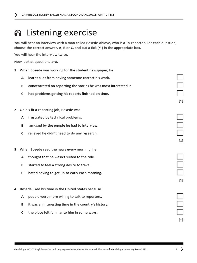 Unit 9 Test Listening Questions | PDF | Human Communication | Cognition