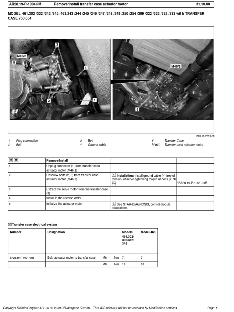 W463 Transfer Case Motor Installation PDF Electronics Mechanical