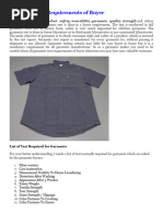 Garments Test Requirement of Buyer