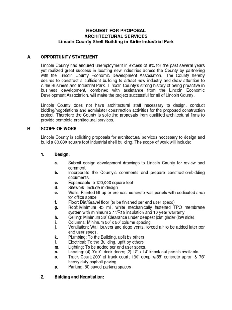 Architectural Services RFP for Lincoln County | PDF | Architect