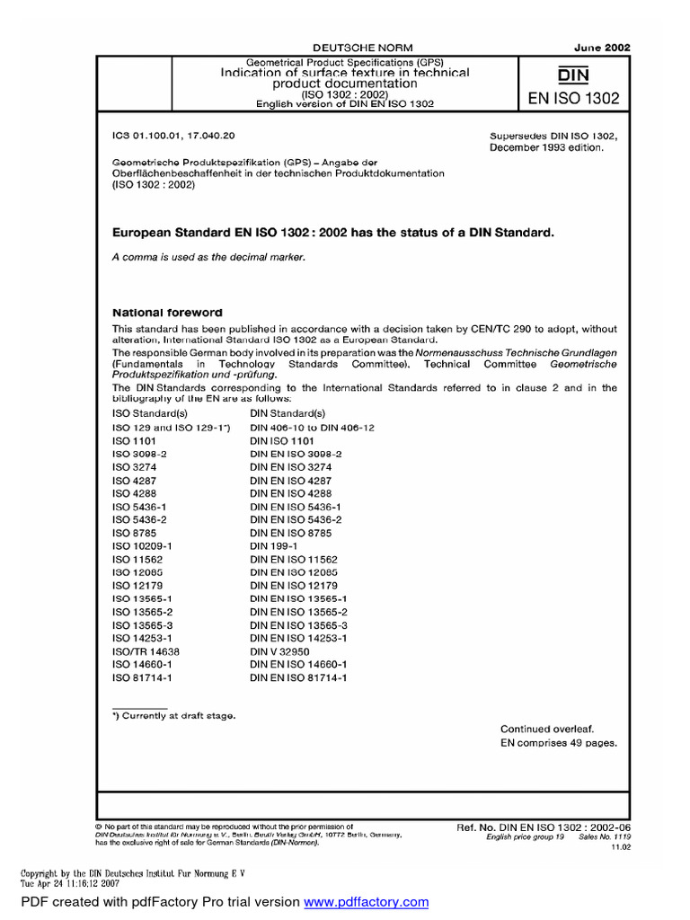 DIN 1302 Surf - Texture | PDF